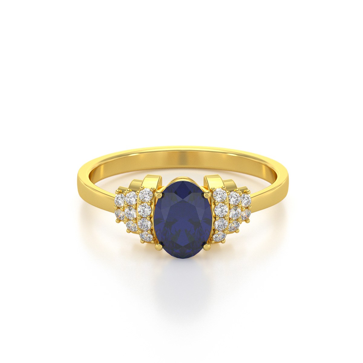 Bague ADEN Or 585 Jaune Saphir et diamants 2.24grs