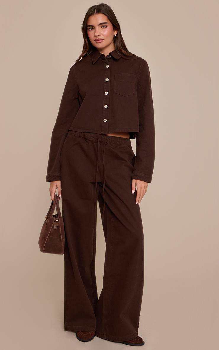 Chocolat Jean En Denim Taille Moyenne Avec Ceinture À Nouer