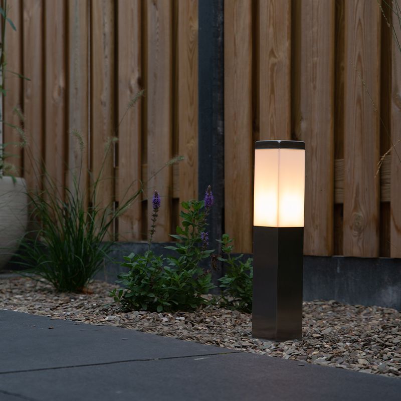 Moderne buitenlamp 45 cm staal met stopcontact IP44 - Malios
