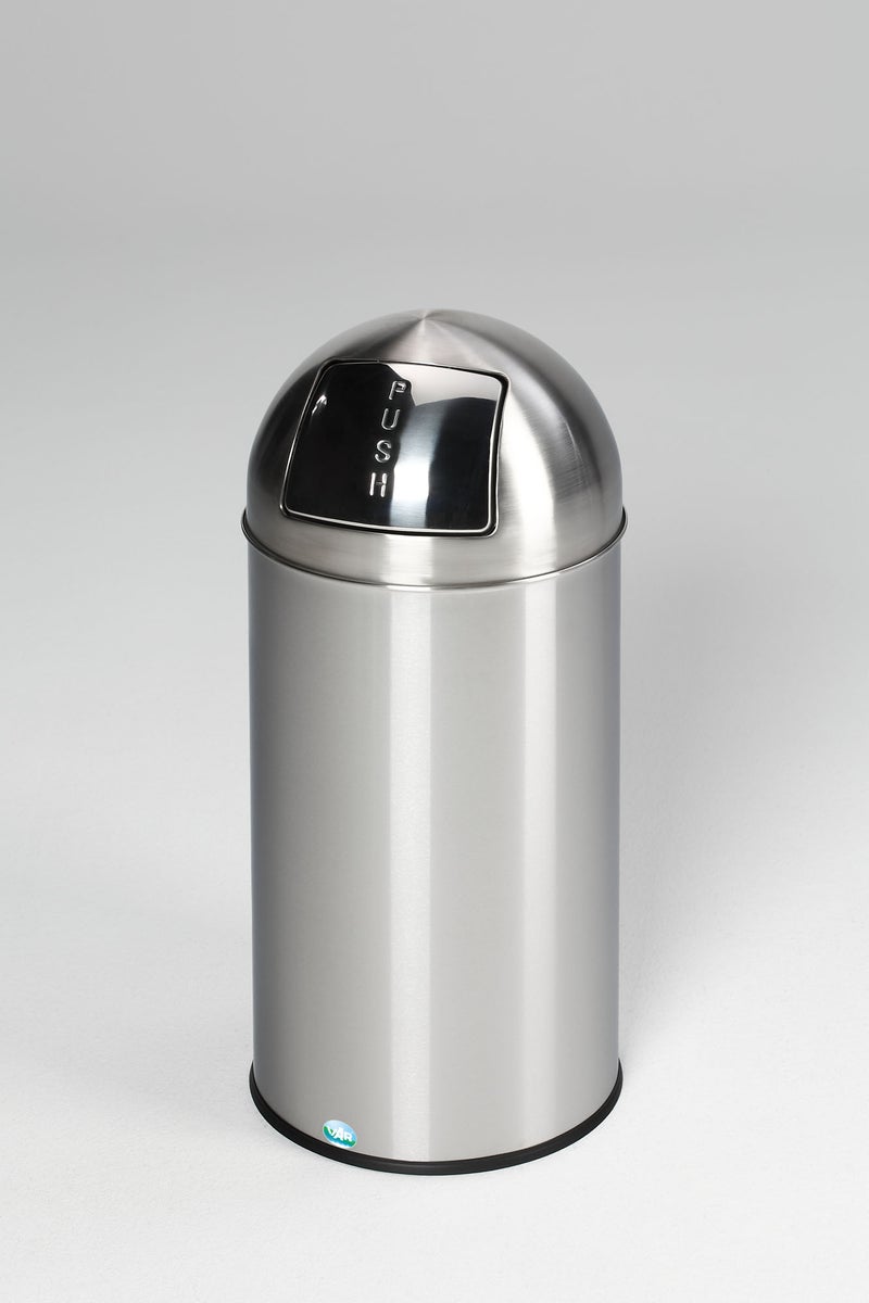 PROREGAL Classic afvalbak met klep, 35 liter binnenbak, HxBxD 74 x 35 x 35 cm, roestvrij staal, matte afwerking