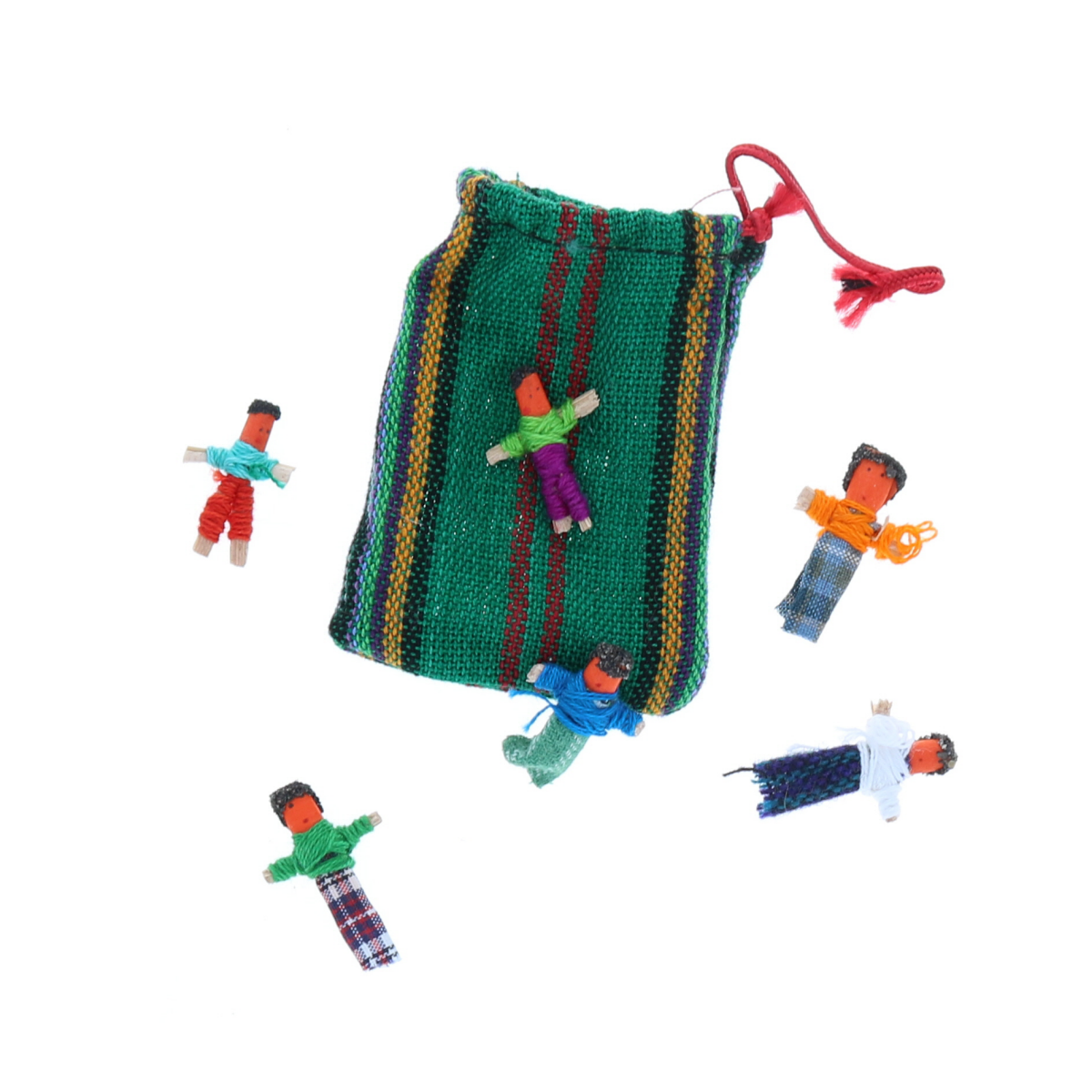 Lot de 6 mini poupées porte-bonheur pochon From the Mayan people to you