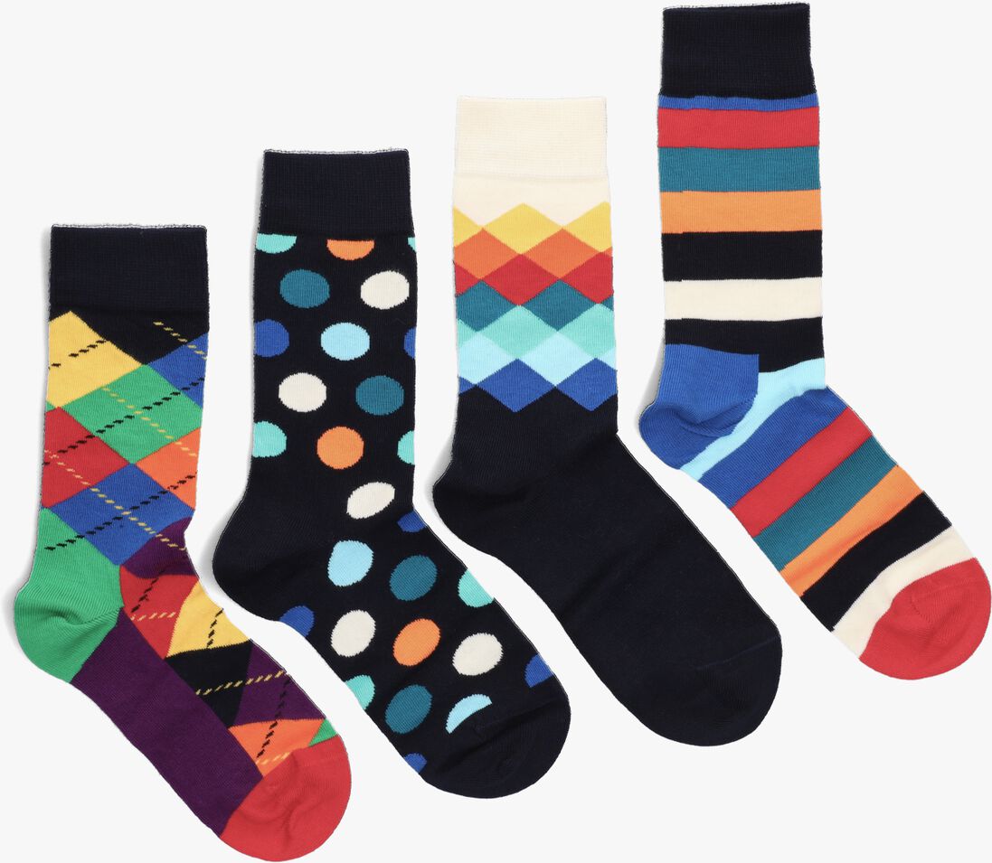 HAPPY SOCKS blauwe happy socks sokken 4-pack multi-color socks gift set