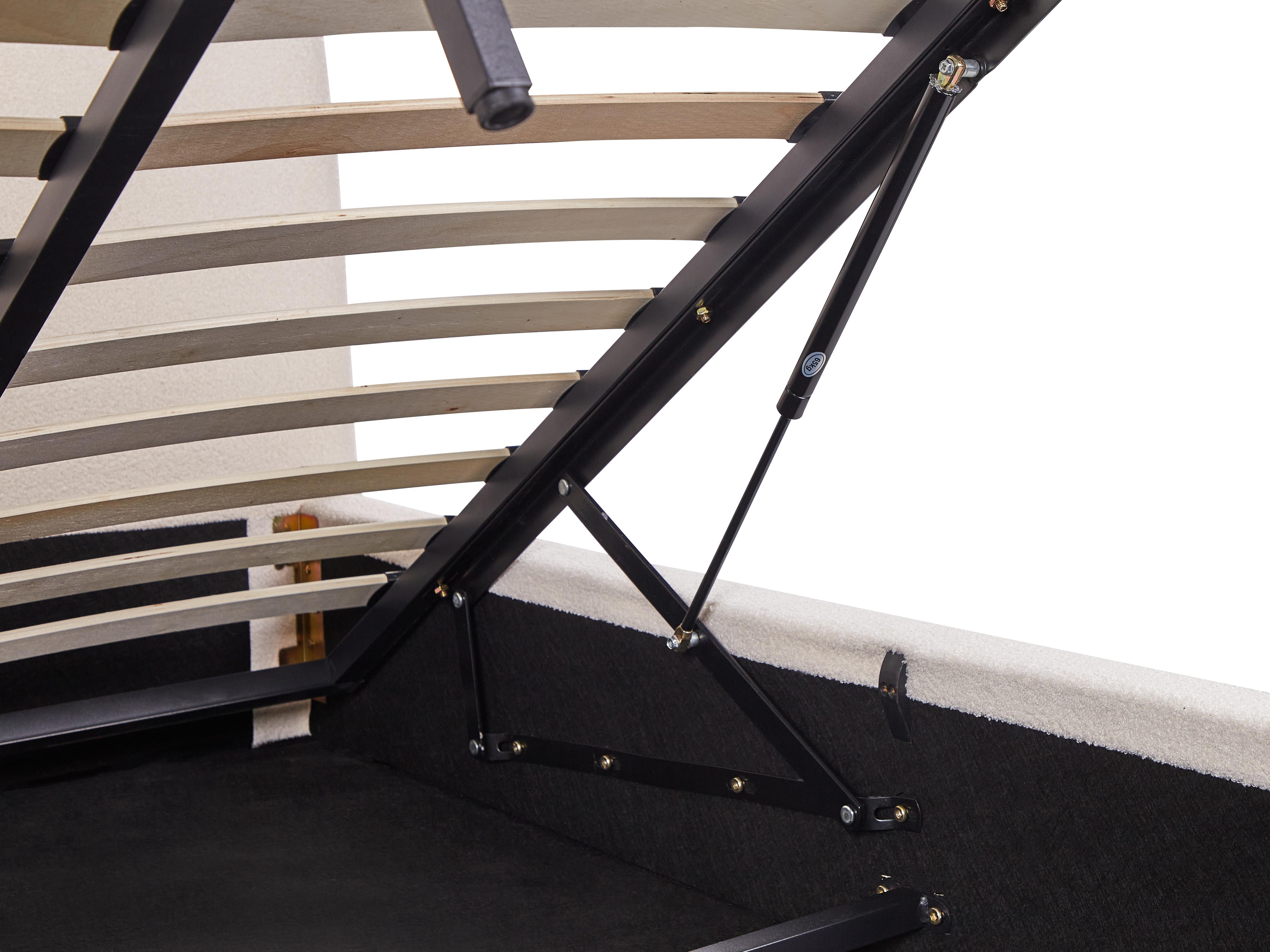 Bed met opbergruimte Bouclé BLAGNAC 180 x 200 cm Gebroken wit