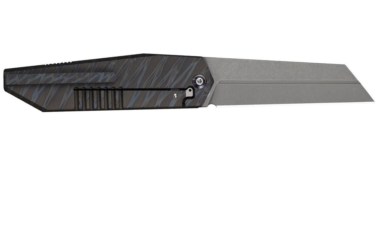 WE Knife Collinear WE22034D-3 Stonewashed Böhler M390, Tiger Stripe Pattern Flamed Titanium, zakmes