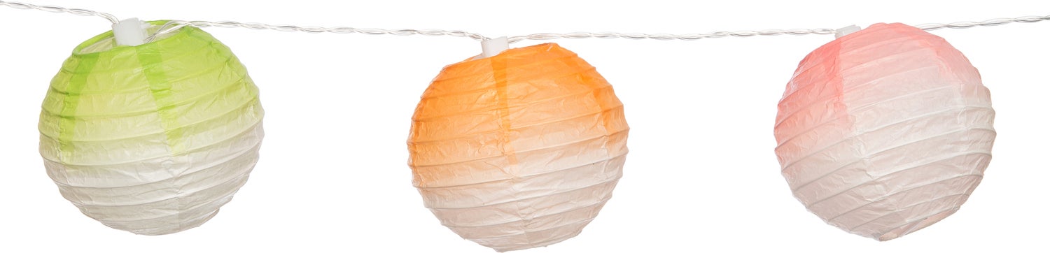 Intratuin verlichtingssnoer LED lampion oranje / groen / roze D 10 cm 10 stuks