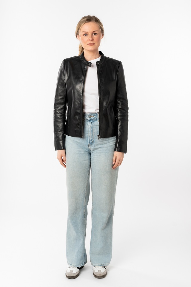 Mauritius Lederjacke »MWMair« mit Stehkragen & Drucker, Slim Fit
