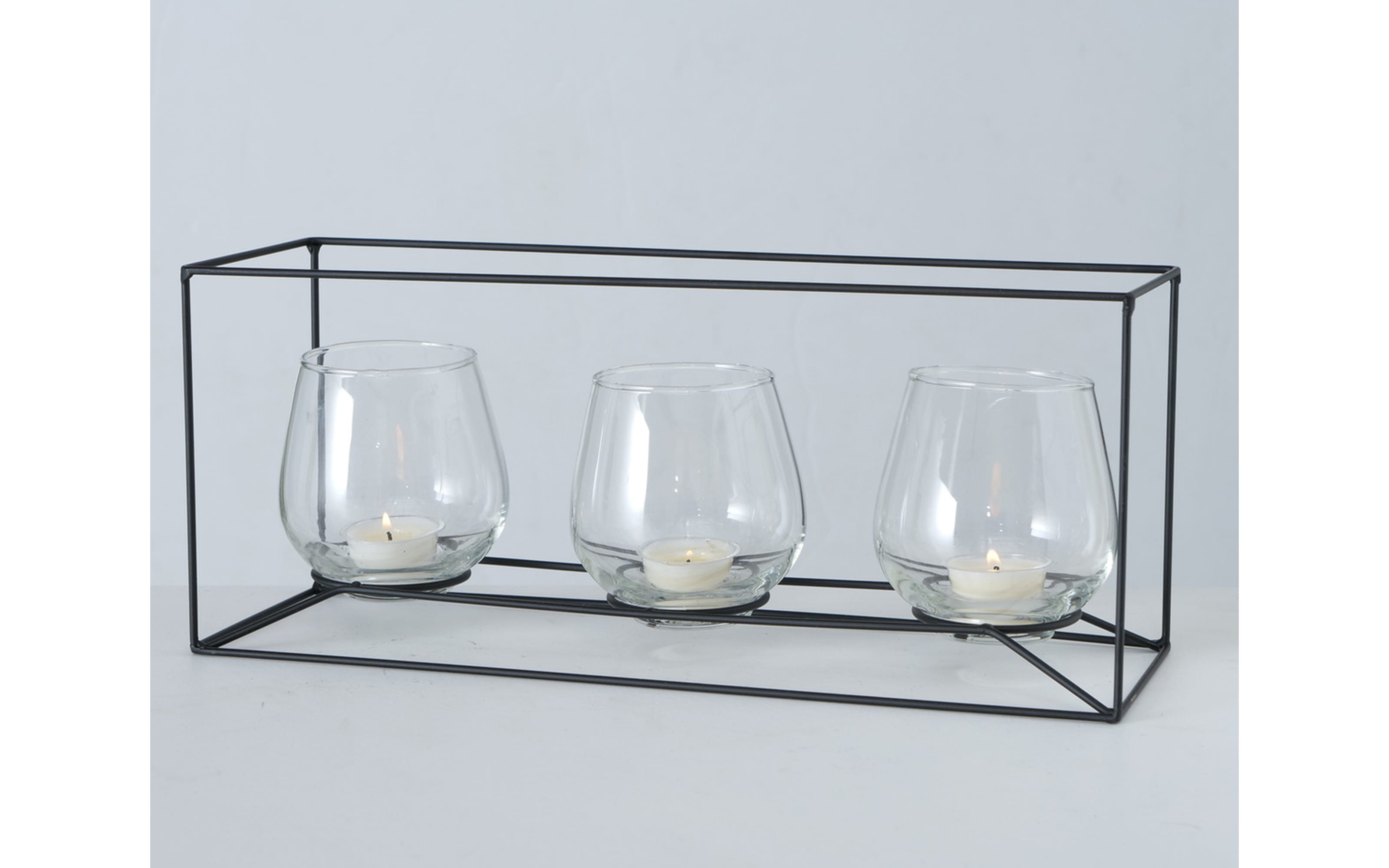 Windlicht Paolo, Metall schwarz, Glaseinsatz transparent, 15 cm