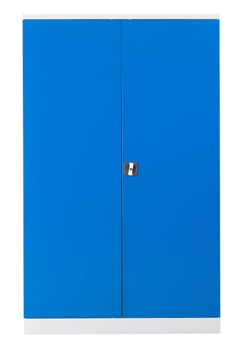PROREGAL Ferret draaideurkast met 4 legplanken, versterkt, Eurolock greep, HxBxD 195 x 120 x 50 cm, grijs-lichtblauw gelakt