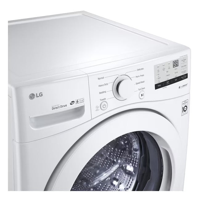 Lavadora de carregamento frontal empilhável de alta eficiência LG de 4,5 pés cúbicos (branca) ENERGY STAR