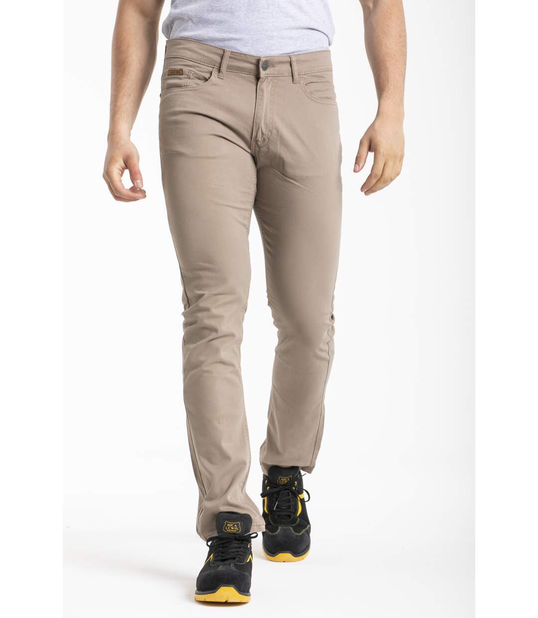 Jeans de travail coupe droite ajustée gabardine stretch BEIGE