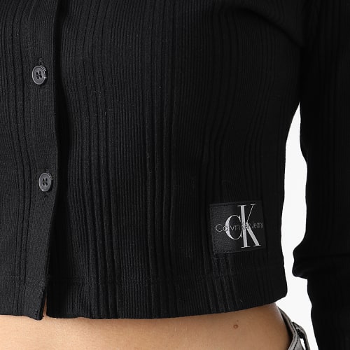 Haut Manches Longues Femme Badge Elongated Rib 1428 Noir