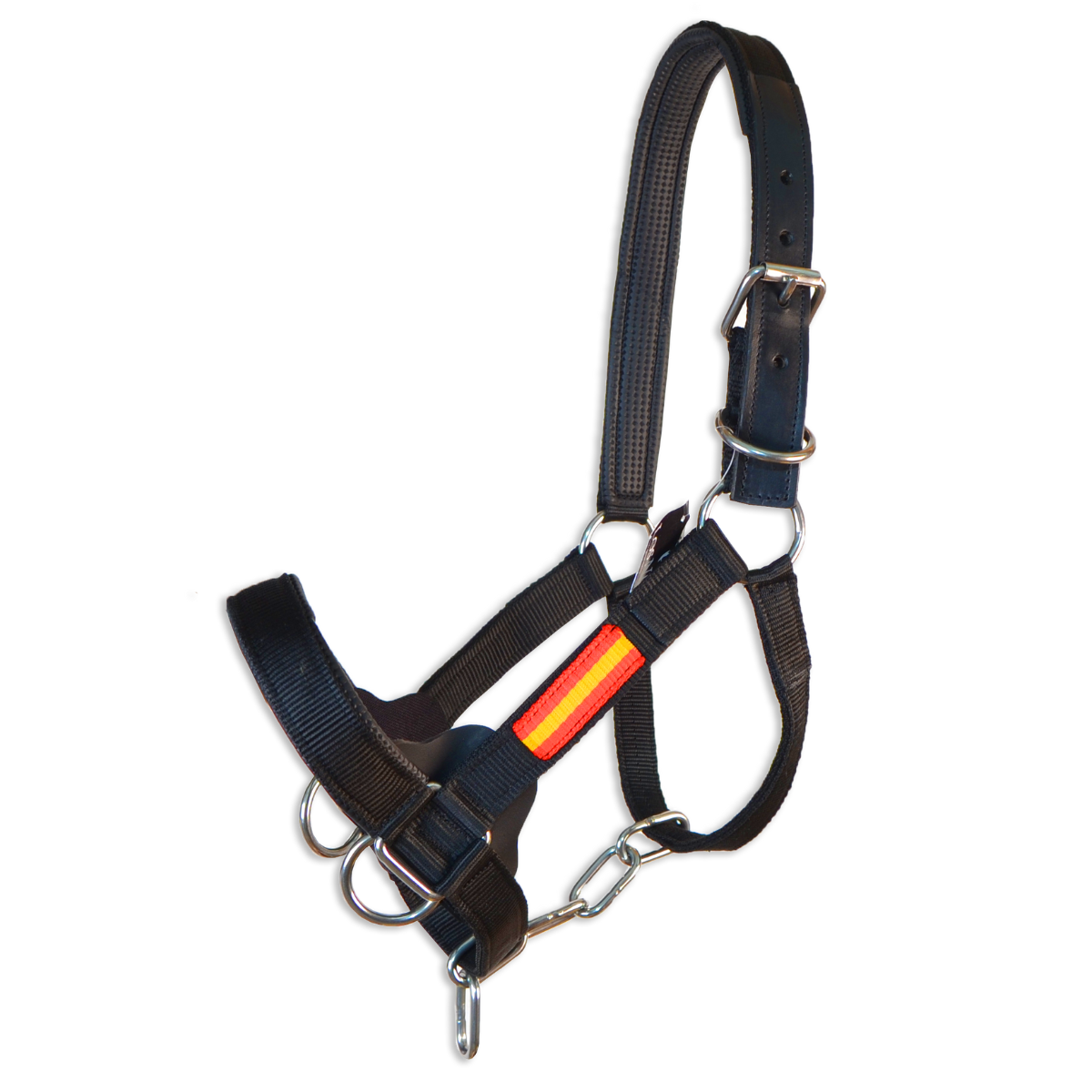 Cabresto de nylon para cavalos, disponível em várias cores e tamanhos.