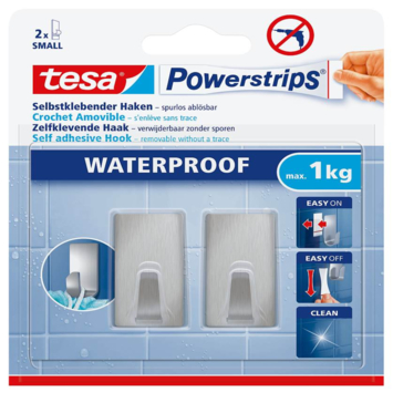 Tesa Haak Powerstrip rechthoekigS Metaal - 2 stuks