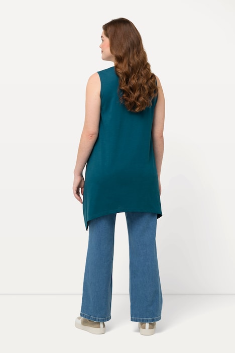 Longtop, Zipfelsaum, A-Linie, V-Ausschnitt, Biobaumwolle
