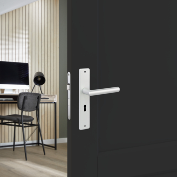 Karwei deurkruk set Greece recht schild sleutelgat 56 mm ANOX aluminium mat