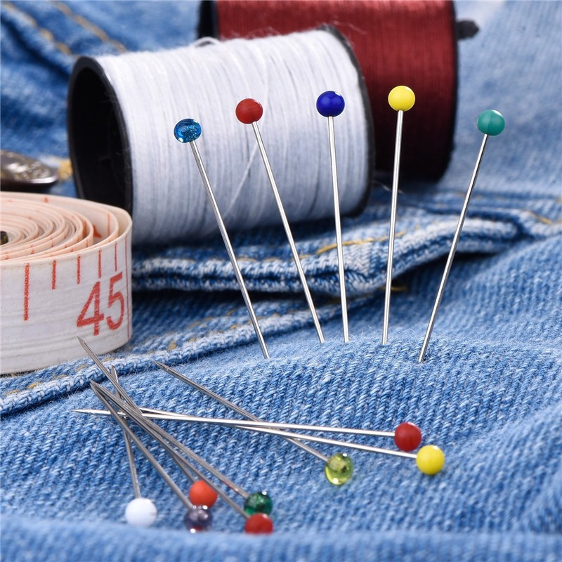 (50er Set) Stecknadel DIY Mercerie Zubehör Glaskopf Pinnadel - Bunt
