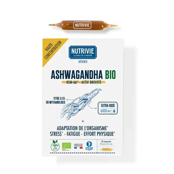Nutrivie Ashwagandha Orgânica KSM-66 600 mg 20 x 10 ml