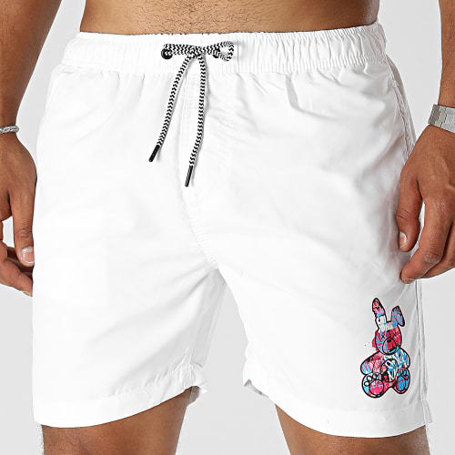 Short De Bain Lapin Graffiti Blanc
