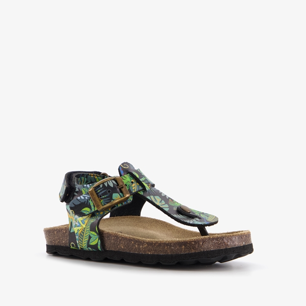 Groot leren kinder sandalen met teenbandje print