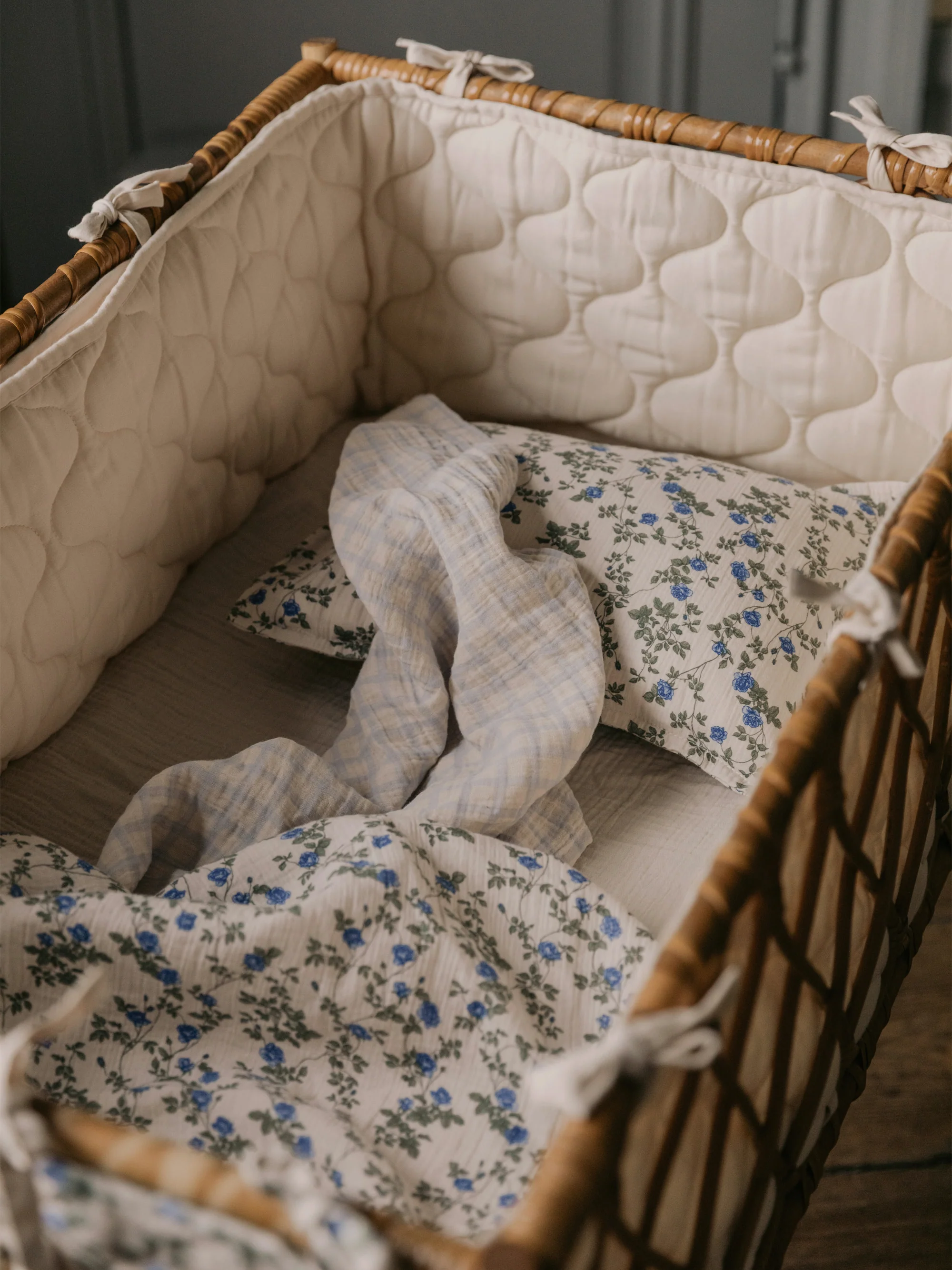 Katoenen babybedbumper Ecru