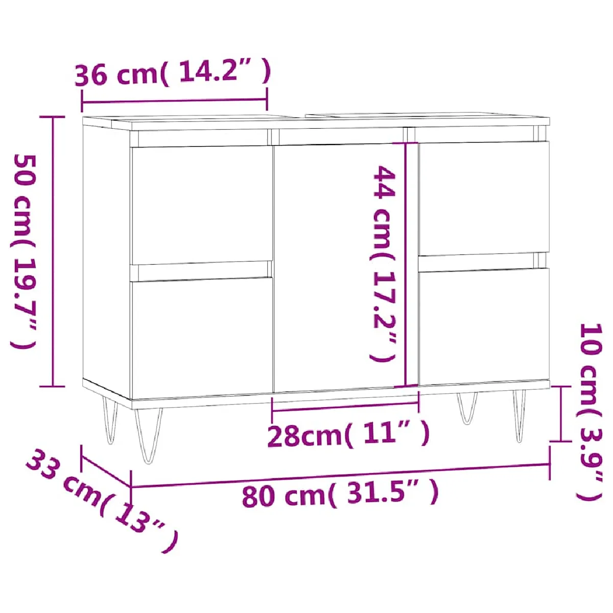 vidaXL Blanc 80x33x60 cm