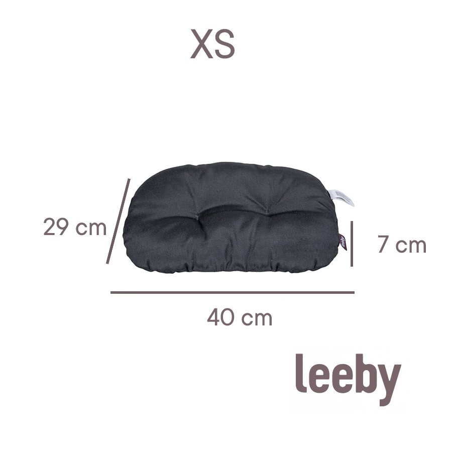 Almofada oval preta em formato de cachorro da Leeby