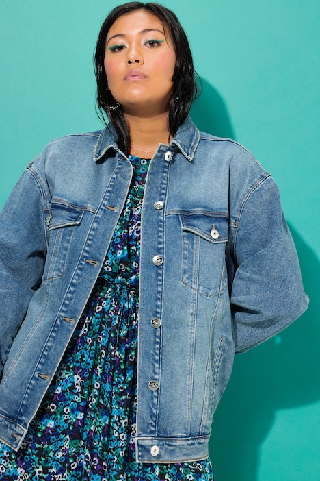Jeansjacke, oversized, hellgewaschen