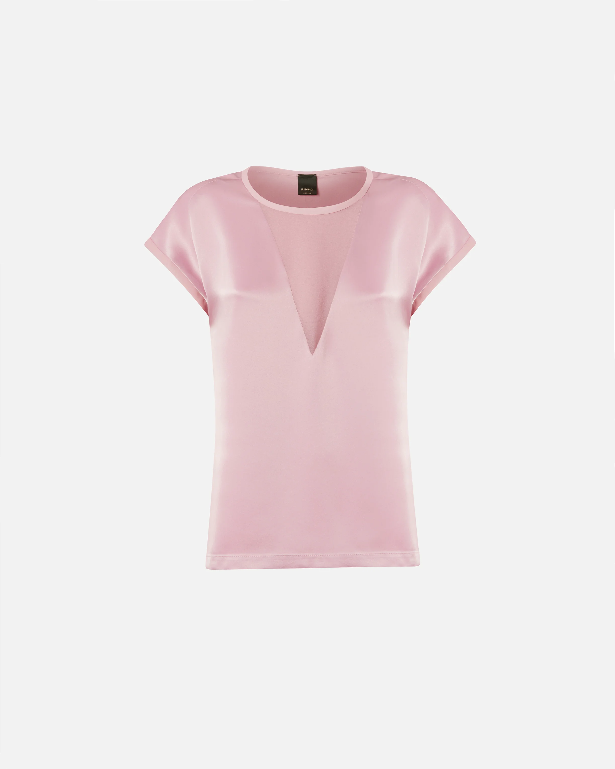 Blouse façon t-shirt et crêpe georgette | Rose