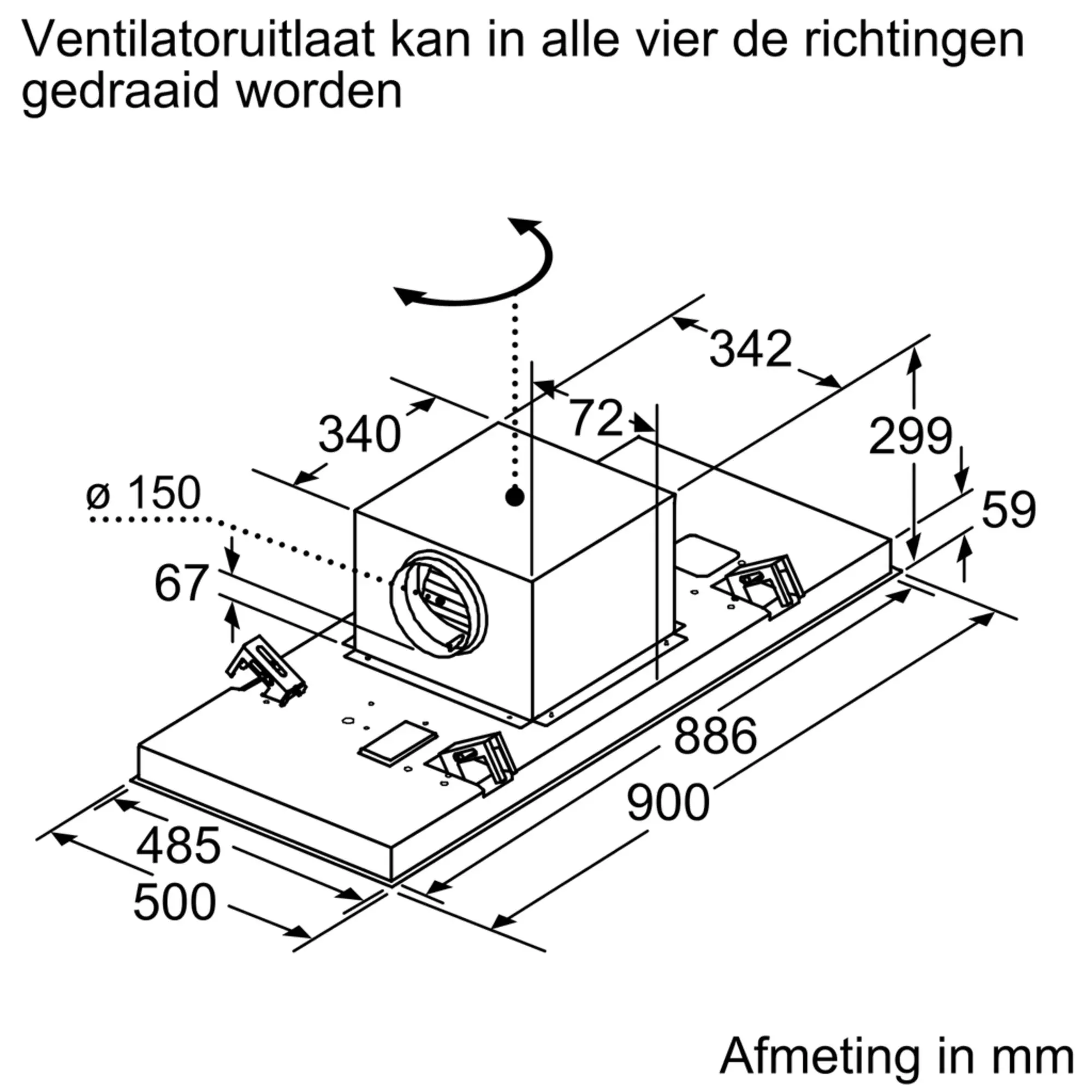 Serie 6 Plafondunit 90 cm Roestvrij staal