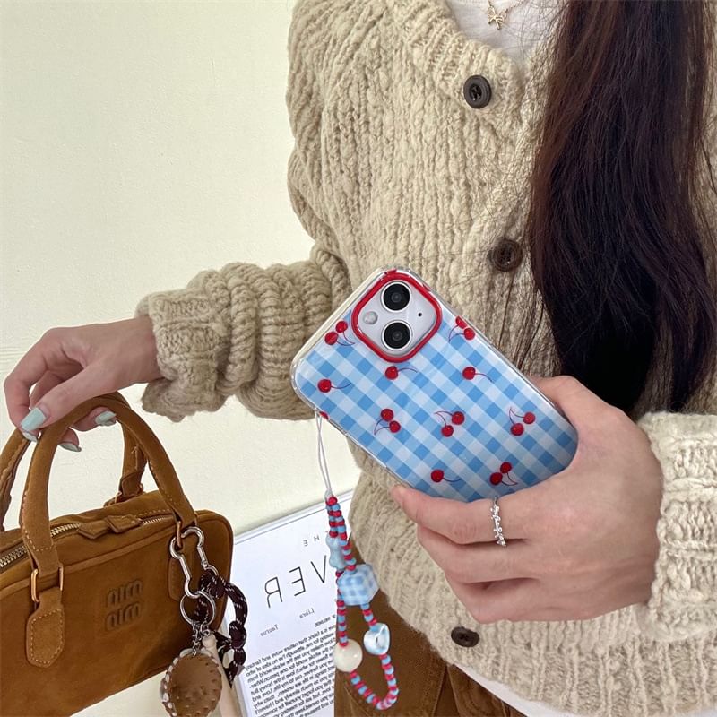 Elliure - Cherry Plaid telefoonhoesje / bandje / set - iPhone 16 Pro Max / 16 Pro / 16 Plus / 16 / 15 Pro Max / 15 Pro / 15 Plus / 15 / 14 Pro Max / 14 Pro / 14 Plus / 14 / 13 Pro Max / 13 Pro / 13 / 13 Mini