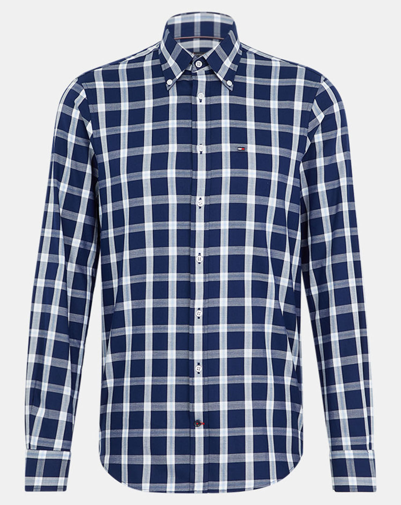 Tommy Hilfiger Chemise Slim 100% Coton Bio à carreaux bleu/blanc
