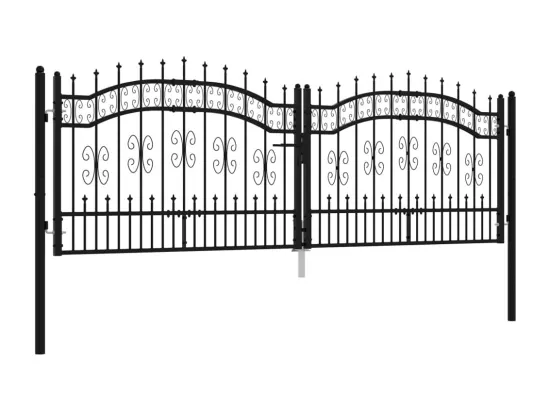 Portail et sommet de lance Noir 305x151 cm Acier enduit poudre