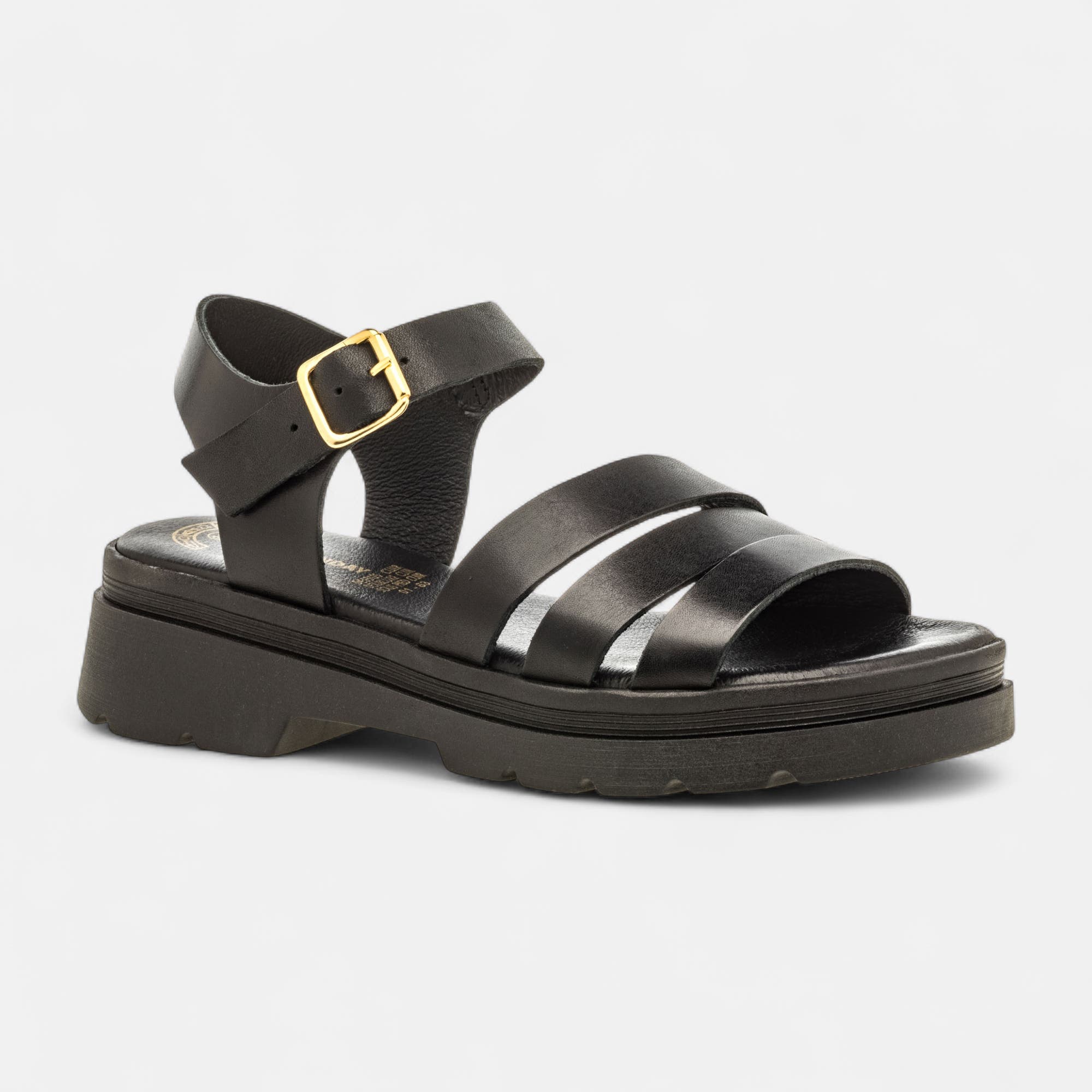Sandales Femme en cuir noir