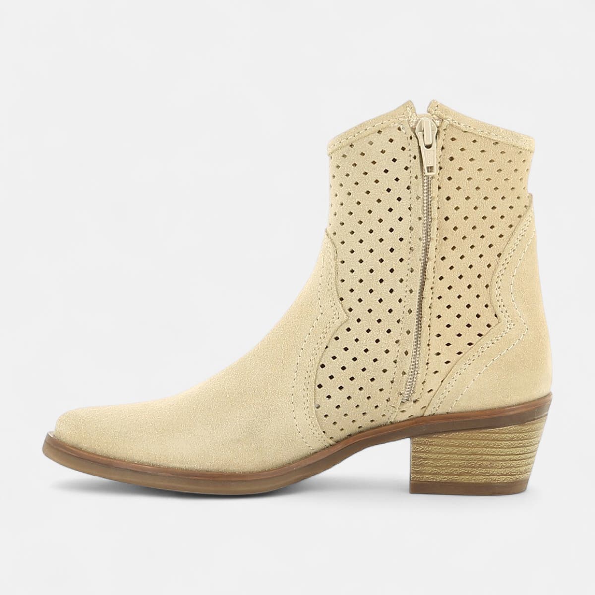 Santiags à talon Femme en cuir beige