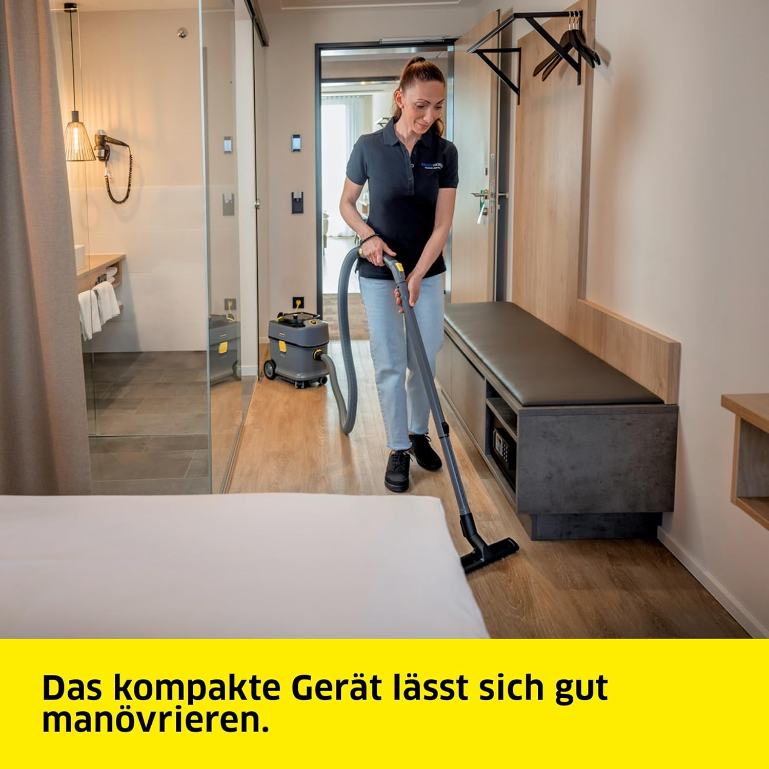 Kärcher Trockensauger T 15/1 ADV HEPA, für Textil- und Hartböden, 15-l-Behälter, Leistung: 585 W, Schalldruckpegel: 52 db(A), Gewicht: 6,4 kg, Kabel: 12 m, Permanent-Filterkorb, HEPA-14-Filter