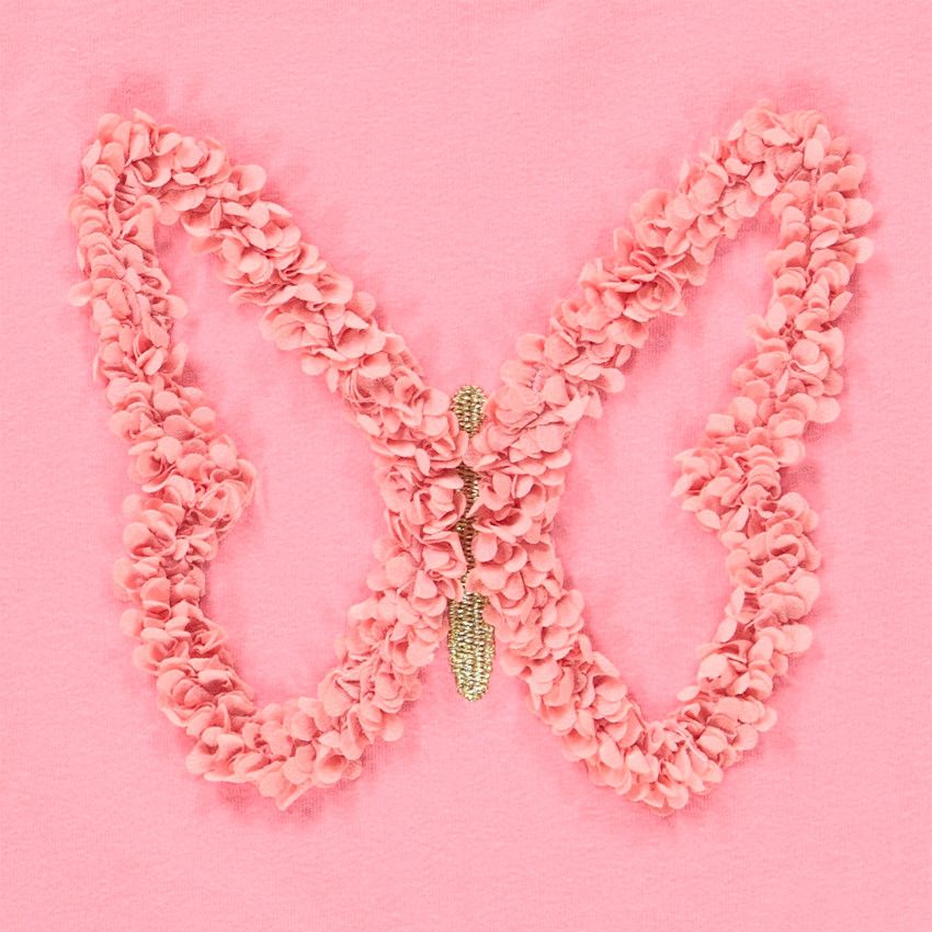 T-shirt manches courtes print papillon effet pétales 3D pour fille - Corail