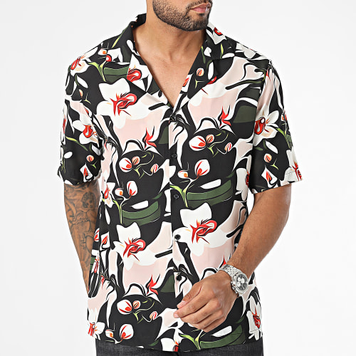 Chemise Manches Courtes Noir Floral