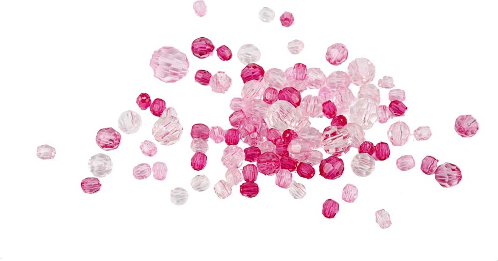 Harmoni Facetperlemix - Str. 4-12 MM - Hulstr. 1-2,5 MM - Pink - 45 G