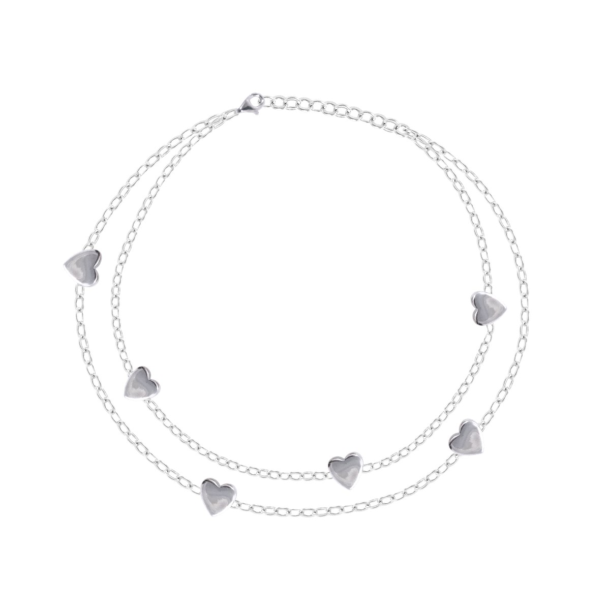 Bracelet coeurs en argent 925 rhodié