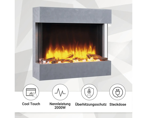 Elektrische haard Balderia Alva grijs 2000 watt