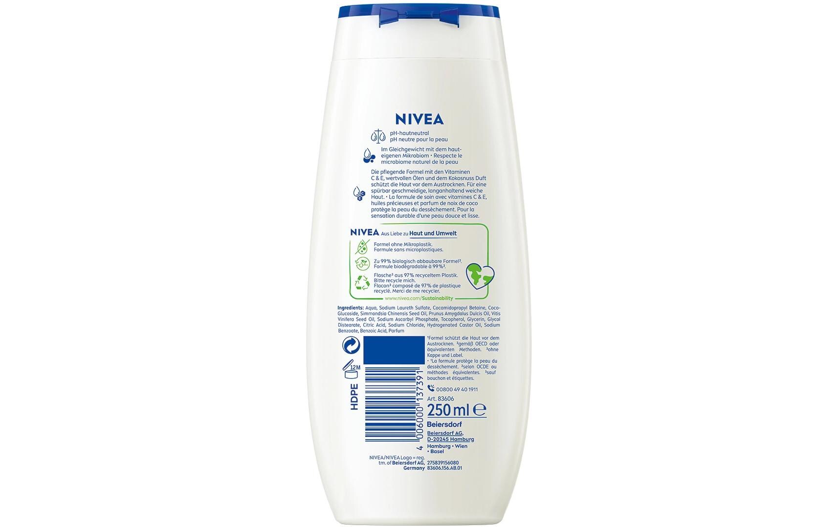 Pflegedusche Coconut und Jojoba Oil 250 mlMilde Duschcreme mit natürlichem Jojoba-Öl und zartem Kokosnuss-Duft