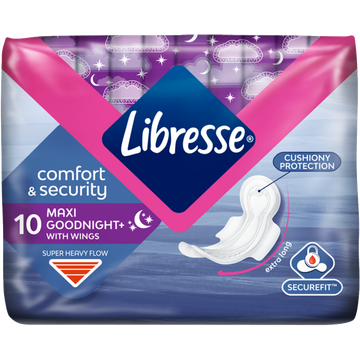 Libresse Maxi Goodnight Wings Maandverband 10 Stuks