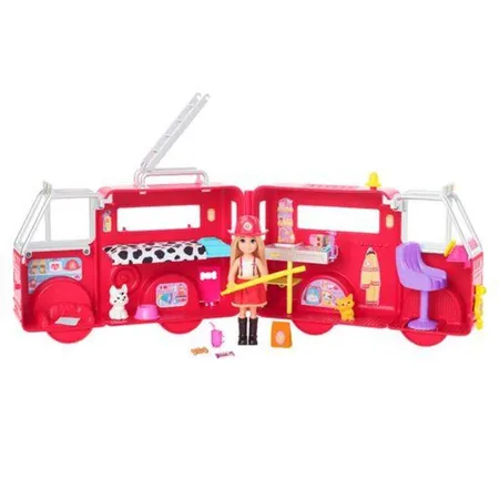 Barbie Chelsea Puppe (blond) mit Feuerwehr Auto, Set inkl. Zubehör