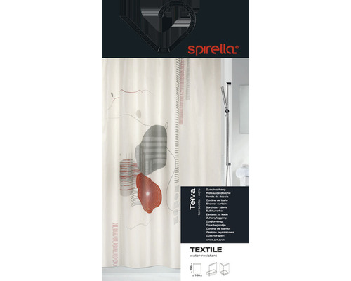 Spirella Teiva Textiel Douchegordijn 180 x 200 cm Wit/Grijs/Bruin