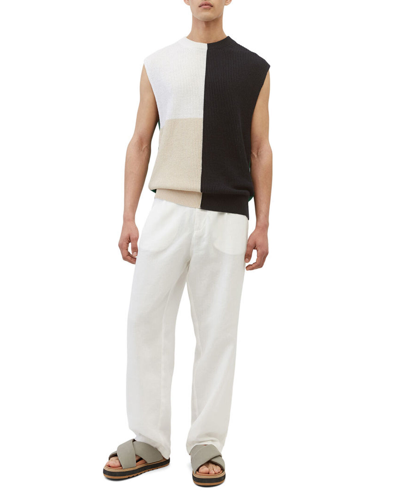 Marc O'Polo Pull 100% Lin Sans manches multicolore