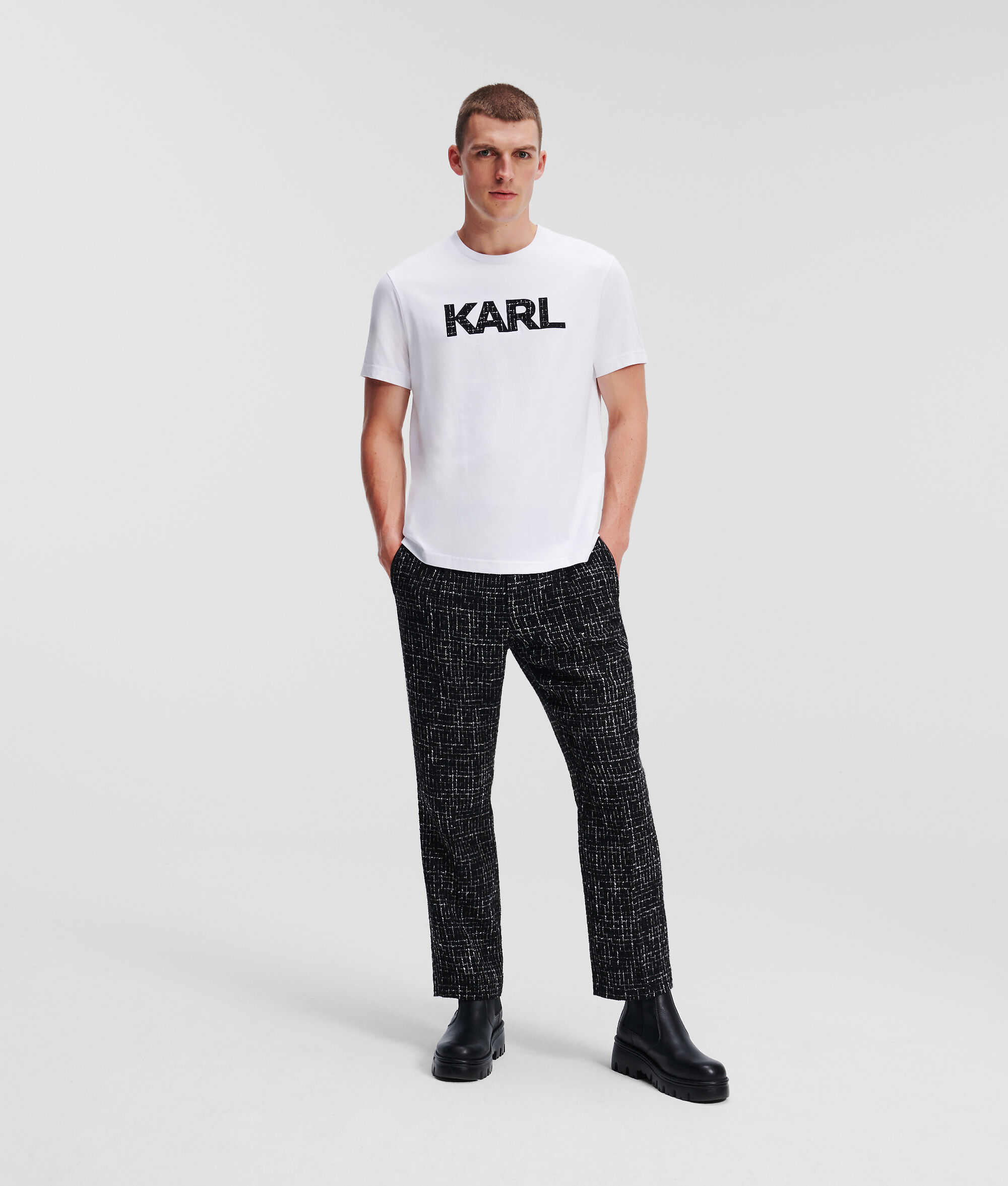 T-SHIRT À LOGO KARL EN BOUCLÉ