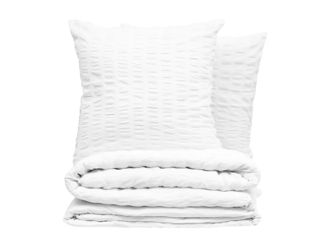 Parure de lit 2 Personnes 240 x 220 cm Housse de couette avec 2 taies en Polycoton Blanc