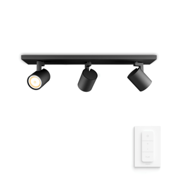 Philips Hue opbouwspot Runner zwart - warm tot koelwit licht 4.2W - 3 spots met dimmer switch