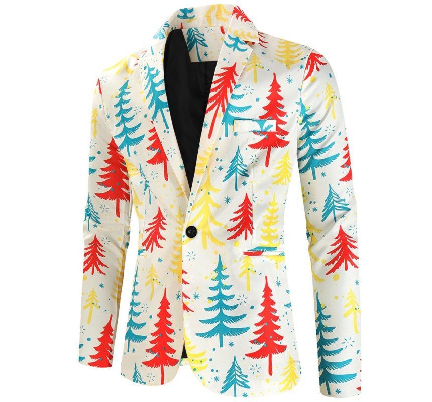 Aozora - Blazer met knoopjes en kerstprint