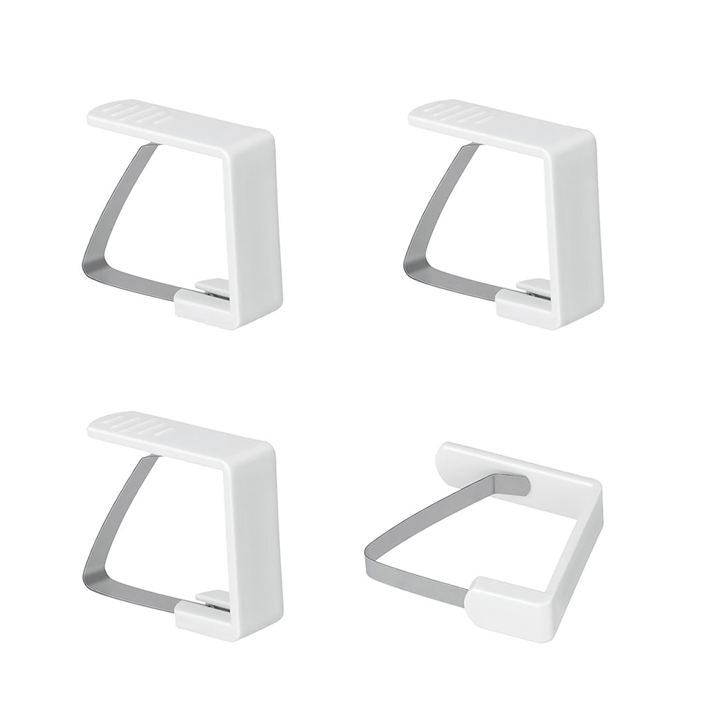 Lot de 4 pinces-nappes inox et plastique